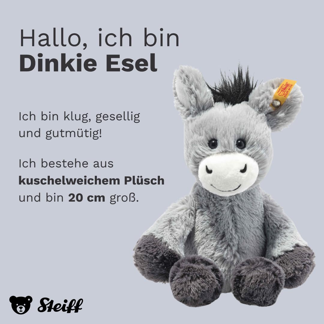 Steiff Kuscheltier Dinkie Esel, Süßes Stofftier mit Kunststoffaugen, Kinder, Jungen & Mädchen, Friends, Plüschtier 20 cm