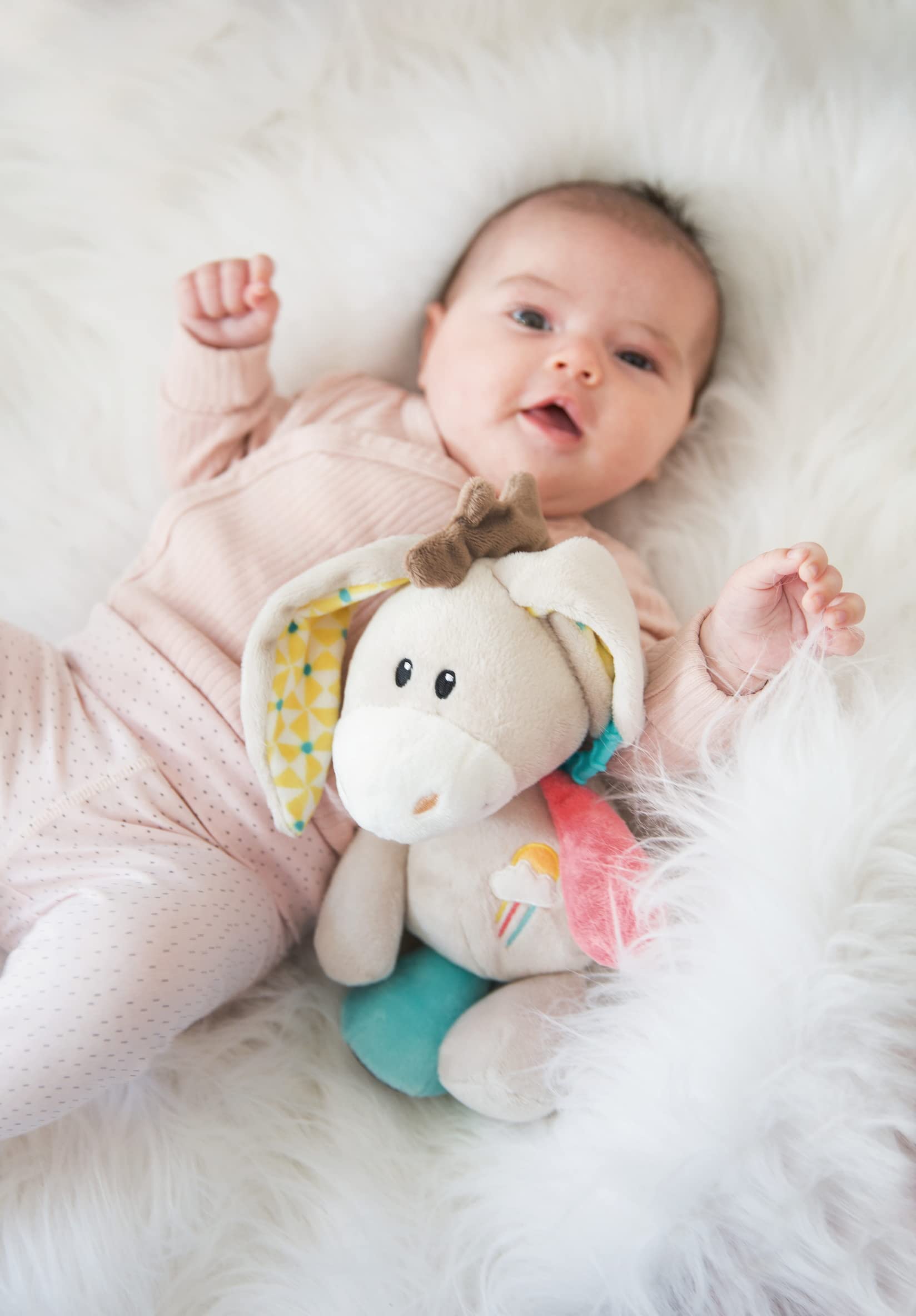 My First NICI Activity Kuscheltier Esel Muli – Spielzeug für Babys und Kleinkinder ab 3 Monaten zum Kuscheln und Fördern