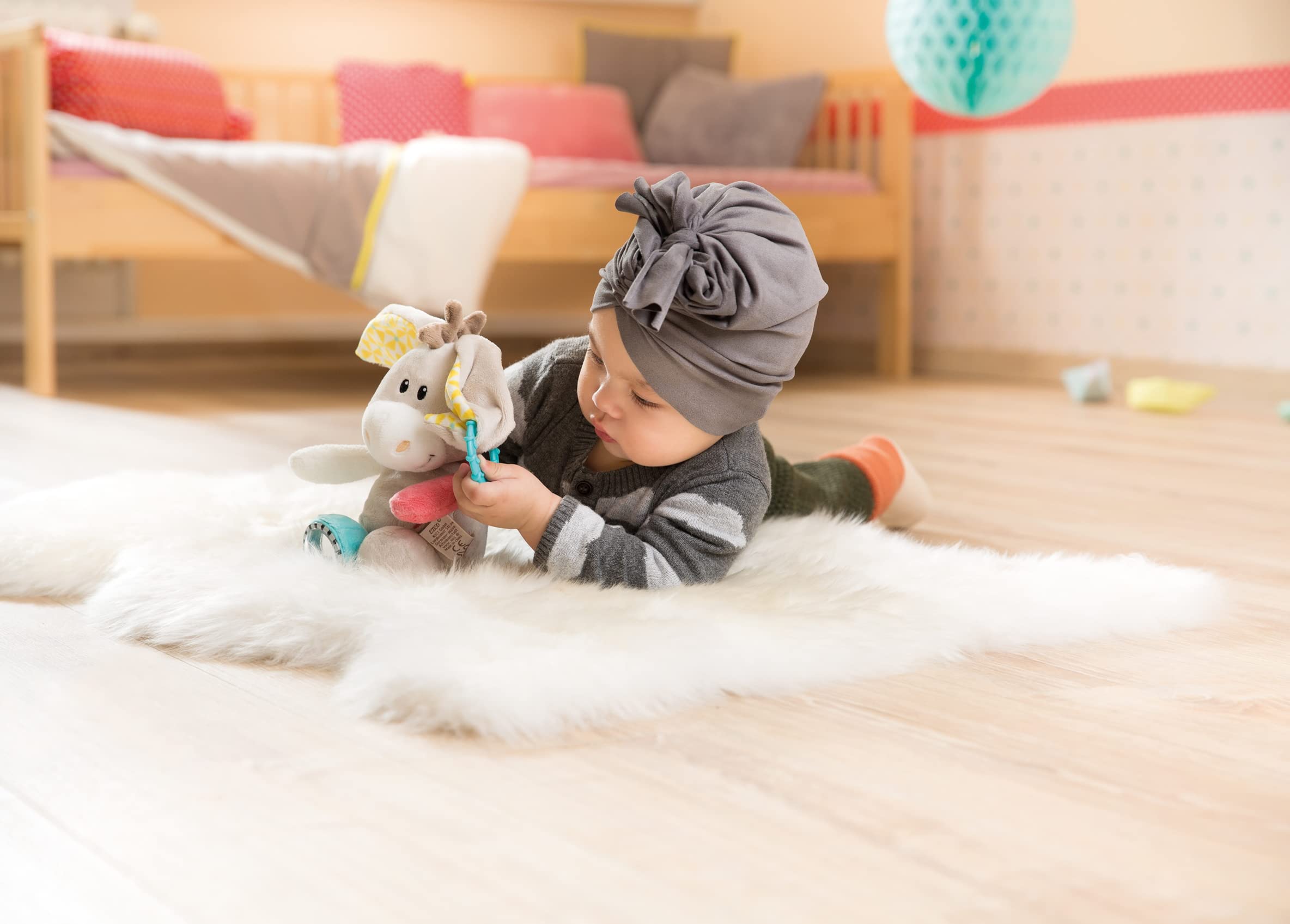 My First NICI Activity Kuscheltier Esel Muli – Spielzeug für Babys und Kleinkinder ab 3 Monaten zum Kuscheln und Fördern