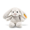Steiff Hoppie Hase 18 cm hellgrau, Plüschtier Hase mit Schlappohren, Soft Cuddly Friends, flauschiges Stofftier zum Kuscheln